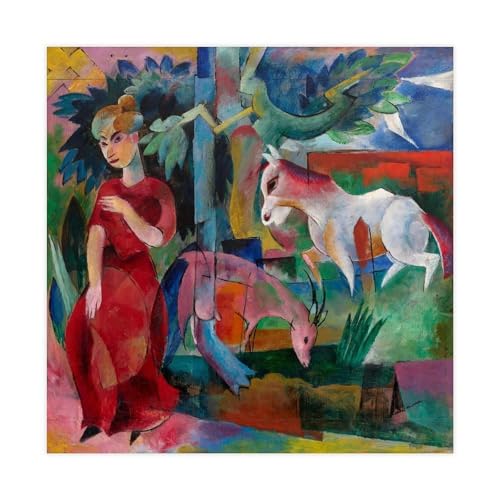 Affiche femme avec animaux colorée pour salon moderne décoration murale Campendonk