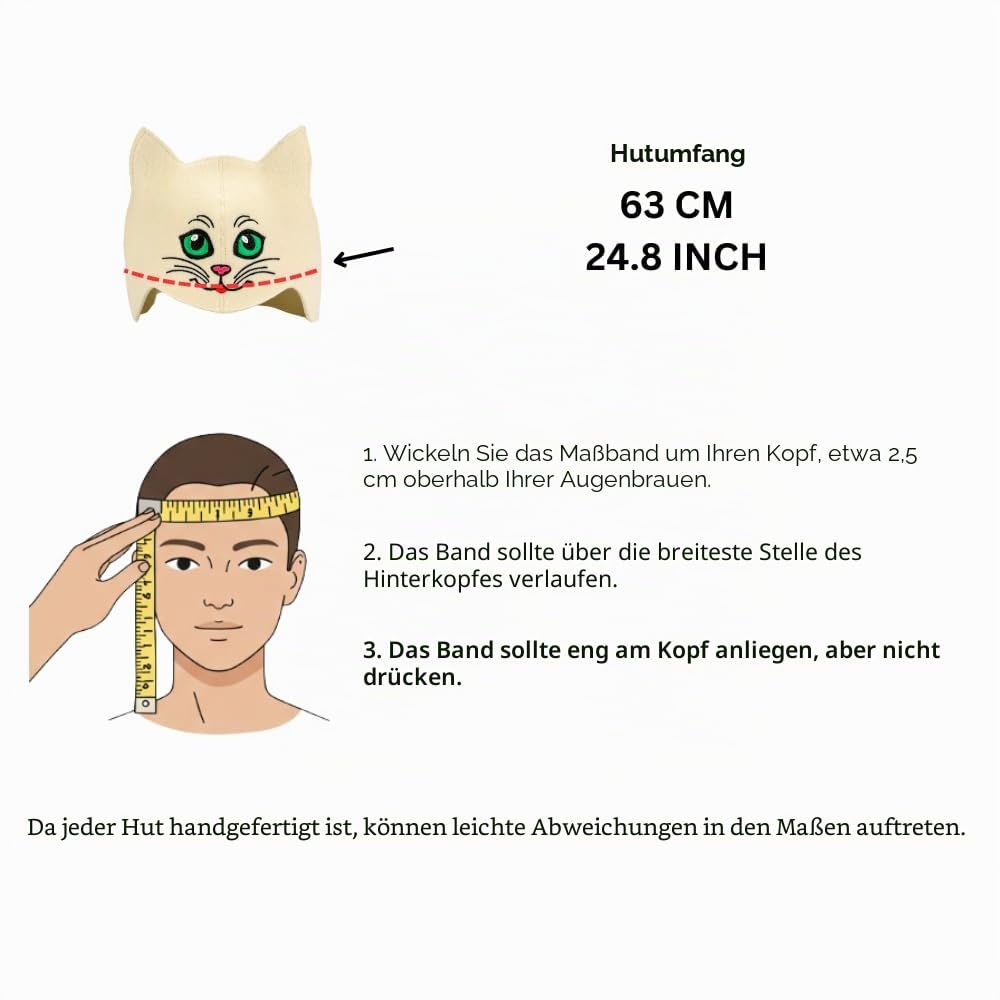 Saunahut "Sauna Kitten Green" weiß - 100% Bio-Wollfilzmmützen für russische Banya - Schützen Sie Ihren Kopf vor Hitze - Sauna eBook Guide enthalten - mit Stickerei