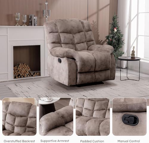 Sillón reclinable tejido marrón miniatura 3