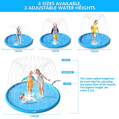 Pecute-Tappetino-per-IrrigatoreTappetino-per-Spruzzi-dAcqua-2-in-1-Giocattoli-Piscina-Tappetino-per-Schizzi-dAcqua-OutdoorGiardino-Piscina-con-Acqua-Giocattoli-per-Animali-e-Bambini-L