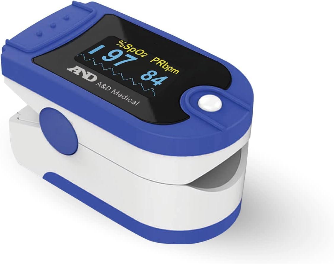 A&D Medical UA-651BLEISO Pressione sanguigna del braccio superiore con Bluetooth + A&D Medical UP-200 Pulsossimetro, Monitor dell'Ossigeno nel Sangue Approvato CE