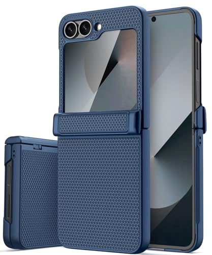 Vihibii VIUS-FLIP 6-SZW-BLUE For Samsung Galaxy Z Flip 6 Case With Hinge Protection & Outer Screen Protector cover