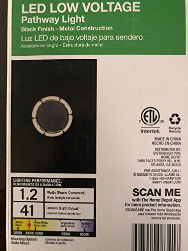 Hampton Bay Low-Voltage Led Black Bollard Light #TOP1