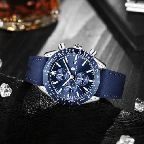 Image of BENYAR Men's Watches Chronograph Watch for Men Multifunction Black Waterproof Sport Fashion Quartz Wristwatches Calendar with Stainless Steel Strap