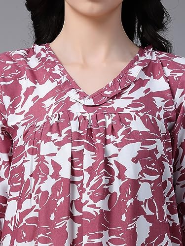 Image of OOMPH! Cotton Blend Nighty for Women's | Night Gown | Nighty | Nightdress | Maxi Dress | Sleepwear | Gown for Women | Nighties | Sleepwear