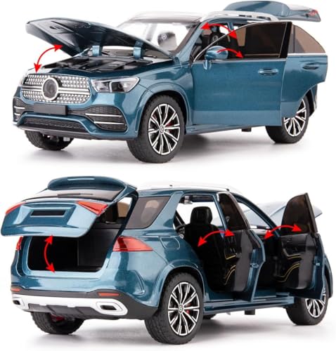 Image of Scale Exclusive Alloy Metal Pull Back | Die-cast Car Model with Sound Light Mini Auto Toy for Kids Metal Model Toy Car with Sound and Light (1.24 Scale M-Benz GLE 350-BLUE)