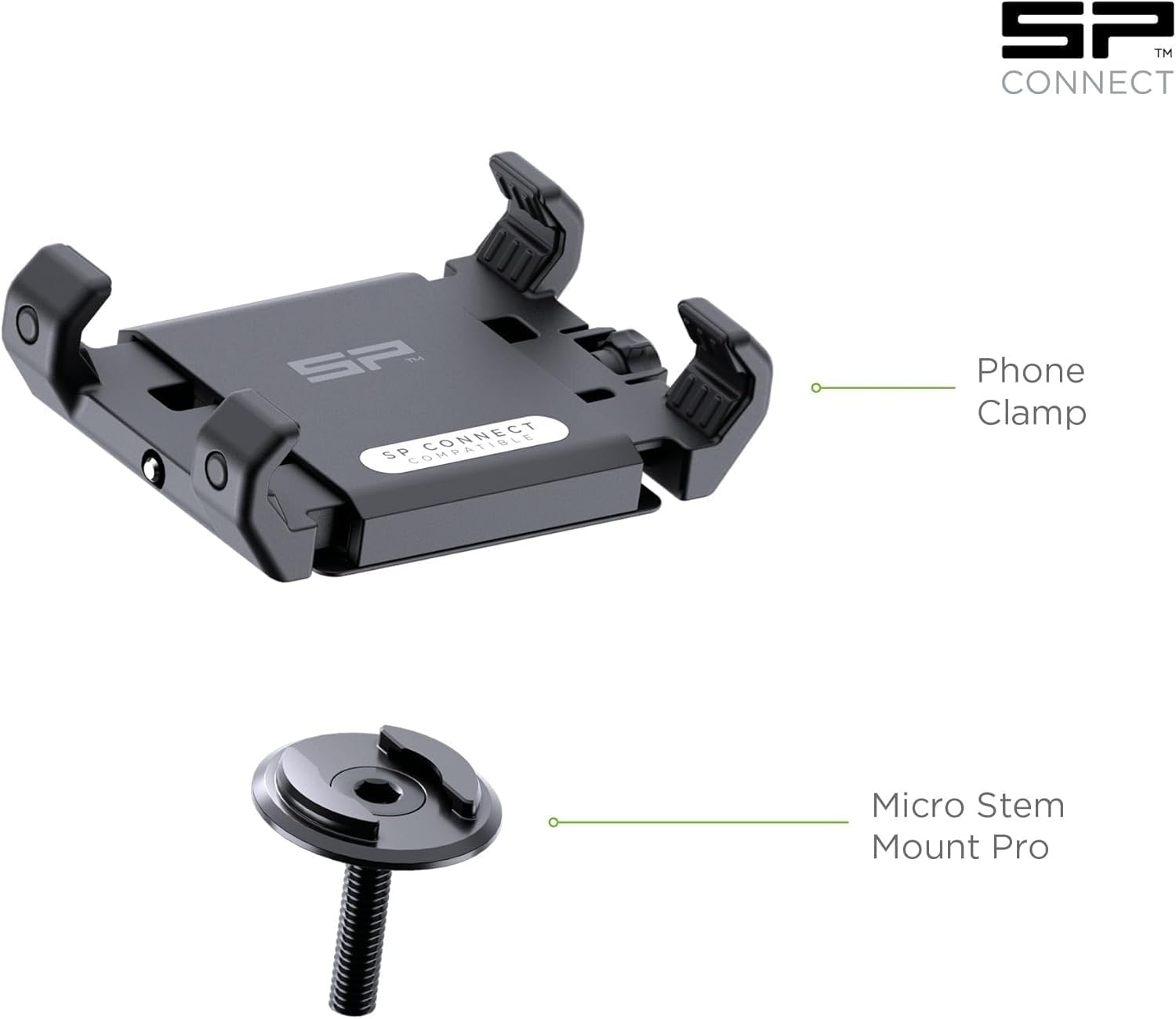 SP CONNECT Micro Stem Mount Pro Clamp | SPC+ | Premium Mobile Phone Holder for Cycling | Electric Bicycle Cell-Phone Holders | Road Bike E-Bike