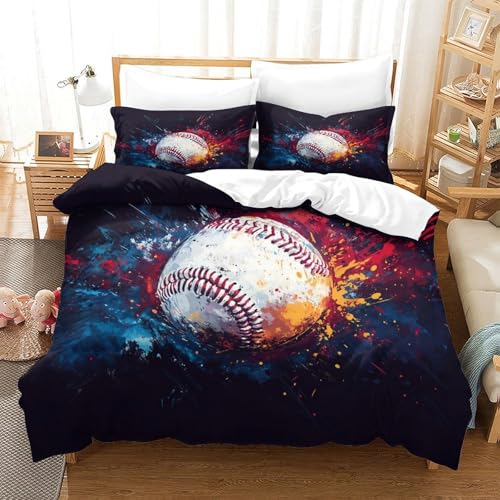 Parure de lit baseball 135x200 drap housse microfibre