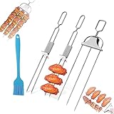 Grillspieße aus Edelstahl, 3 Stück, Schiebestangenschieber für einfaches Kabob-Grillen, ideal für Grillpartys im Freien, langlebiges Kochwerkzeug für müheloses Spießen