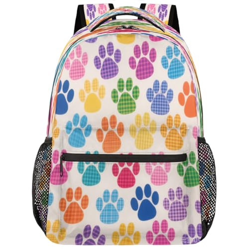 Mochila para laptop de 15.6 pulgadas con diseño de huellas de animales para universidad