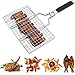 Barbacoa Cesta para Asar a La Parrilla, Canasta de Parrilla de Barbacoa Portátil Plegable Acero Inoxidable Parrilla Pescado Clip con Asa Extraíble, para Pescado Verduras Camarón Carne, 33.5x22cm, L