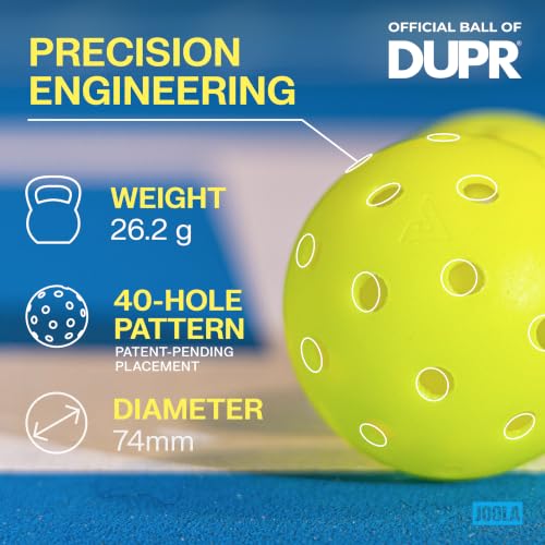 Image of JOOLA HC-40 Hardcourt Pickleball Balls with Storage Tube - USAP Approved Balls for Tournament Play - Durable Pickleballs for Indoor Play & Outdoor Courts