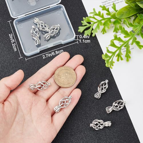 Beebeecraft 1 Box 10Pcs Beads Cages Charms Platinum Plated Brass Stone Holder Cage Pendants for DIY Bracelet Necklace Jewelry Making - Image 3