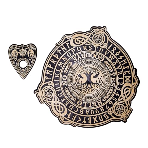 スピリットボード プランシェット付き占いボード 木製トーキングボードゲーム ダウジングメッセージテリングツール 形而上学的ダウジングメッセージテリングツール 神秘的なゲーム