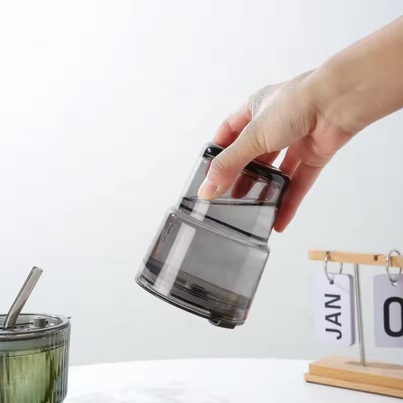 Image of ANKUL Beer Can Glass Tumbler with Straw and Lid Leather Band- 400ml- Pack of 1 - Mojito Sipper Mug with Lid for Kids Milk Cup with Straw (Lather Grey Tumbler, 1)