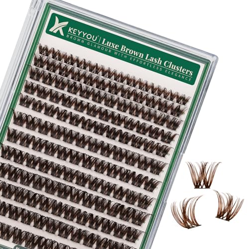 Image of KEYYOU Brown Lash Clusters Soft Fluffy D Curl Individual Lashes 8-18mm MIX