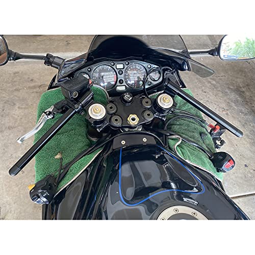 Guidon Bracelet Reglable Moto 53mm,CNC Aluminium Kit Guidon Cafe Racer Demi Guidon Rehausse Diametre 53 Pour Universel Accessoire Moto 7/8 22mm Tube 1 Paire De Couleur Noire - Image 4