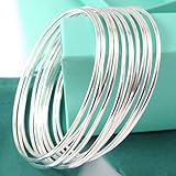 Kuyiuif Classic 10pcs Lots Wholesale 925 Silver Winsome Bracelet Cuff Bangle