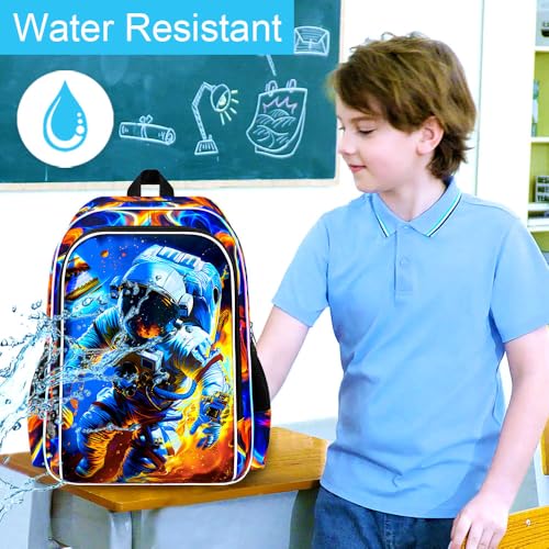 Image of 17 inch Space Backpack, Boys Kids Bookbag with Lunch Box, 3Pcs School Astronaut Backpacks for Elementary Preschool Kindergarten (Fire Red)