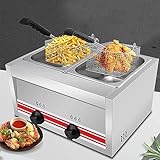 KJZQXYX 20L Gasfritteuse, Multifunktions-LPG-Fritteuse, einstellbare Feuerkraft, professionelle kommerzielle Gasfritteuse, abnehmbarer Edelstahlkorb