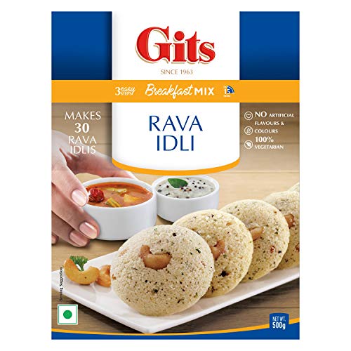 Image of Gits Instant Rava Idli Breakfast Mix, Makes 30 Per Pack, Pure Veg, South Indian Recipe, 500g (Pack of 2)
