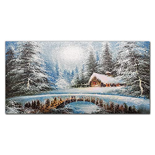 Impression sur verre trempé forêt d'hiver 100x50cm, décoration murale de prestige