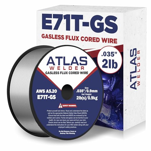 ATLASWELDER Flux Core Welding Wire, E71T-GS .035 Inch 2LB, Gasless Mild Steel MIG Welding Wire with...