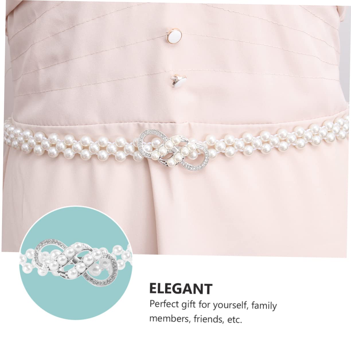 GALPADA Pearl and Diamond Waist Chain Bride Chain Jewelry Bikini Dress Ladies Belt Waist Beads for Bride Necklace Pearl Necklace for Costume Waist Beads Kit Pearls Belts White Alloy