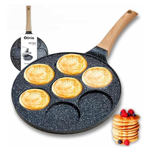 IPEA Padella Pancake Antiaderente per Induzione e Gas - Anti Aderente in Alluminio Per Frittata, Crepes, Uova, Hamburger - Padella da Cucina con 7 Stampi - Manico Comfort - 29 x 26,5 cm