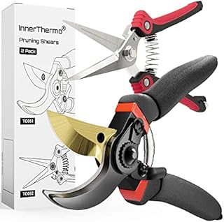 Pruning Shears for Gardening 2 Pack, Heavy Duty Professional Bypass Pruning Shears and Micro-tip Garden Scissors with Sharp Stainless Steel Blade, Garden Clippers for Rose, Plant, Tree, Garden Fifts