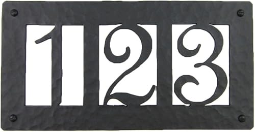 Rústico Custom Hammered Hierro forjado placa de direcciones Horizontal aph23 (3number), Negro