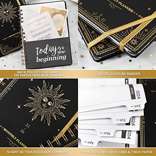 Monthly Planner 2023-2026 - July 2023 - June 2026, 3-Year Academic Monthly Planner/Calendar, 6.3" X 8.4", 2023-2026 Monthly Planner With Hardcover, Back Pocket With 30 Notes Pages & Tabs - The Sun #TOP4