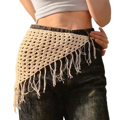 Sexy Hollow Out Mesh Braid Belt for Women,Boho Tassle Skirts Jeans Waist Belt,Bikini Cover Up Swimwear Headscarf