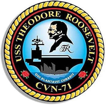Round USS Theodore Roosevelt Seal Sticker Decal us Naval Ship Logo CVN 71 Size 4 x 4 inch