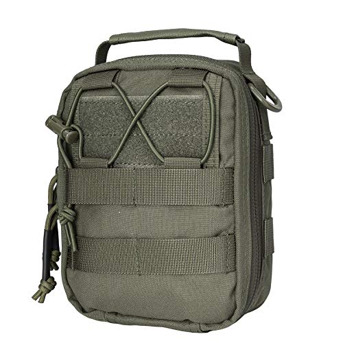 IDOGEAR Tactical MOLLE EMT Pouch Medical Pouch First Aid IFAK Utility Pouch Airsoft Hunting EDC Med Bag 500D Nylon (Pouch Only) (E:Ranger Green)