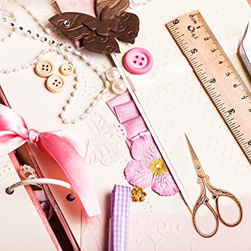 Sixqjzml 1 Pack Antique Vintage Style Scissors Cutter Cutting Embroidery Cross Stitch Sewing Tool - Rose Gold Small Scissors For Office Kids Pack Bulk (Mini 3.6" X 1.77") #TOP5