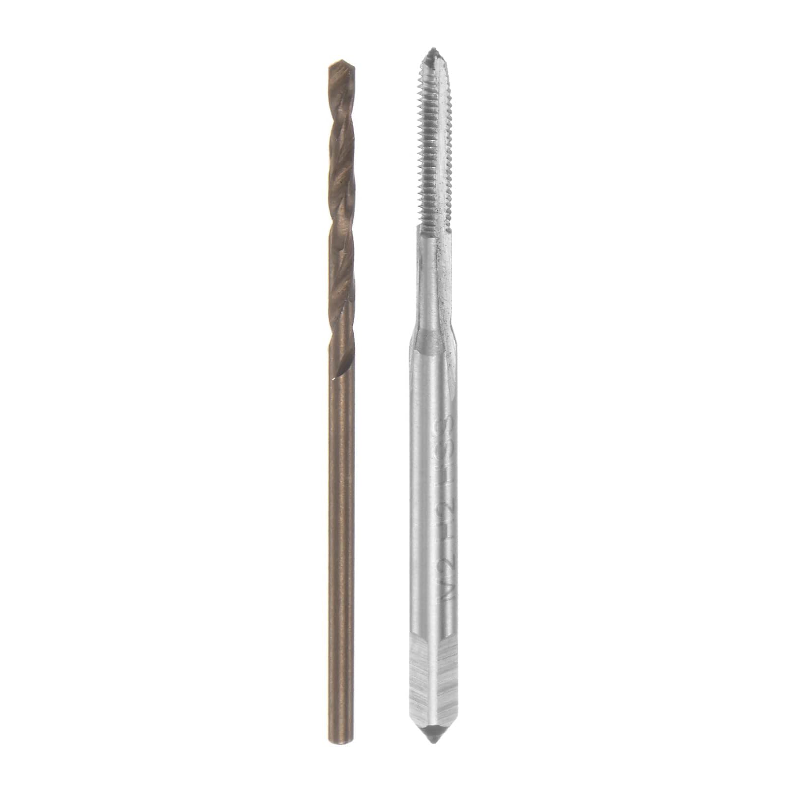 Unifizz Tap & Bit Sets, M2 x 0.4 H2 Straight Flute Machine Thread Milling Tap, 1.5mm M35 Cobalt High Speed Steel (HSS-CO) Twist Drill Bit