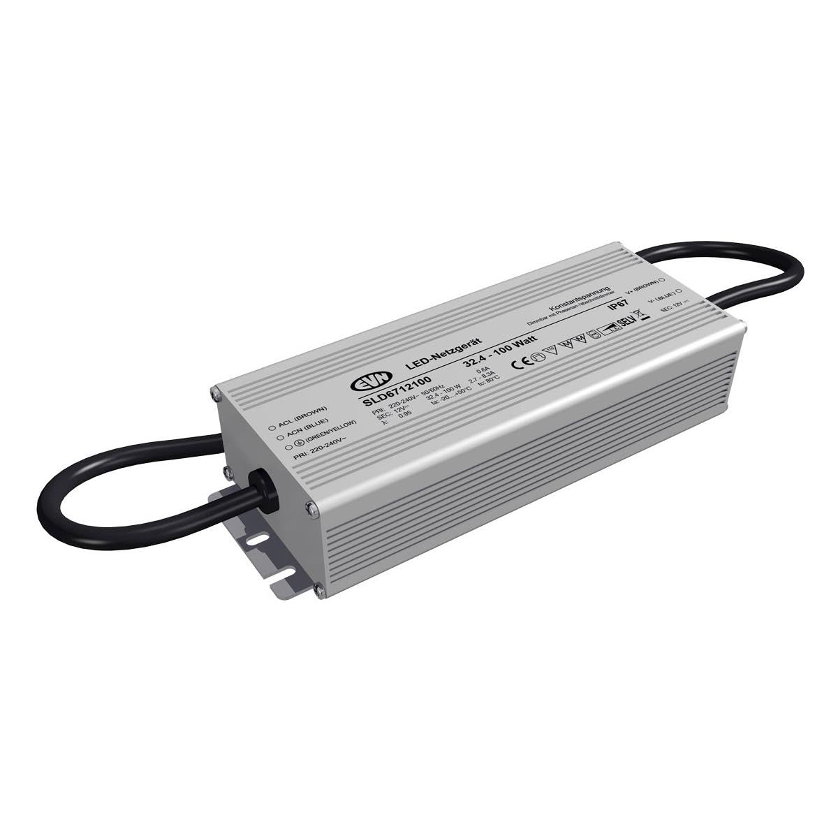 EVN Lichttechnik LED-Netzgerät 12V SLD6712100 dimmbar 32,4-100W LED-Betriebsgerät 4037293017206