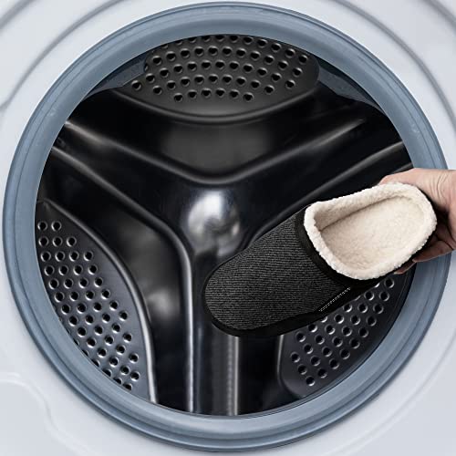 DREAM PAIRS Men's Cozy Memory Foam Slippers with Fuzzy Wool-like Lining, Slip-on Washable Indoor Outdoor House Shoes,Size 9-10,Black,DSL215M image 4