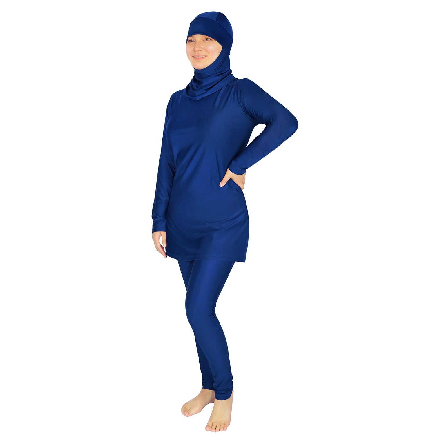 Plus Size Burkini Muslim Swimsuits for Women Modest Islamic Swimwear Long Sleeve Full Cover 3PCS Set Beachwear with Cap