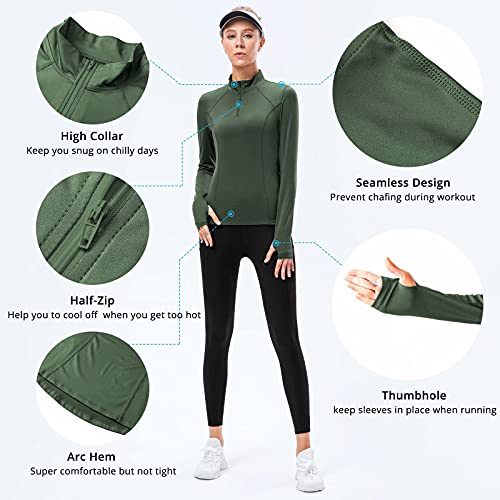 TERODACO Womens Long Sleeve Running Top Half Zip UPF 50+ Gym Hiking Workout Base Layer Women Sports Tops with Thumb Holes Breathable Quick Dry Lightweight - Image 6