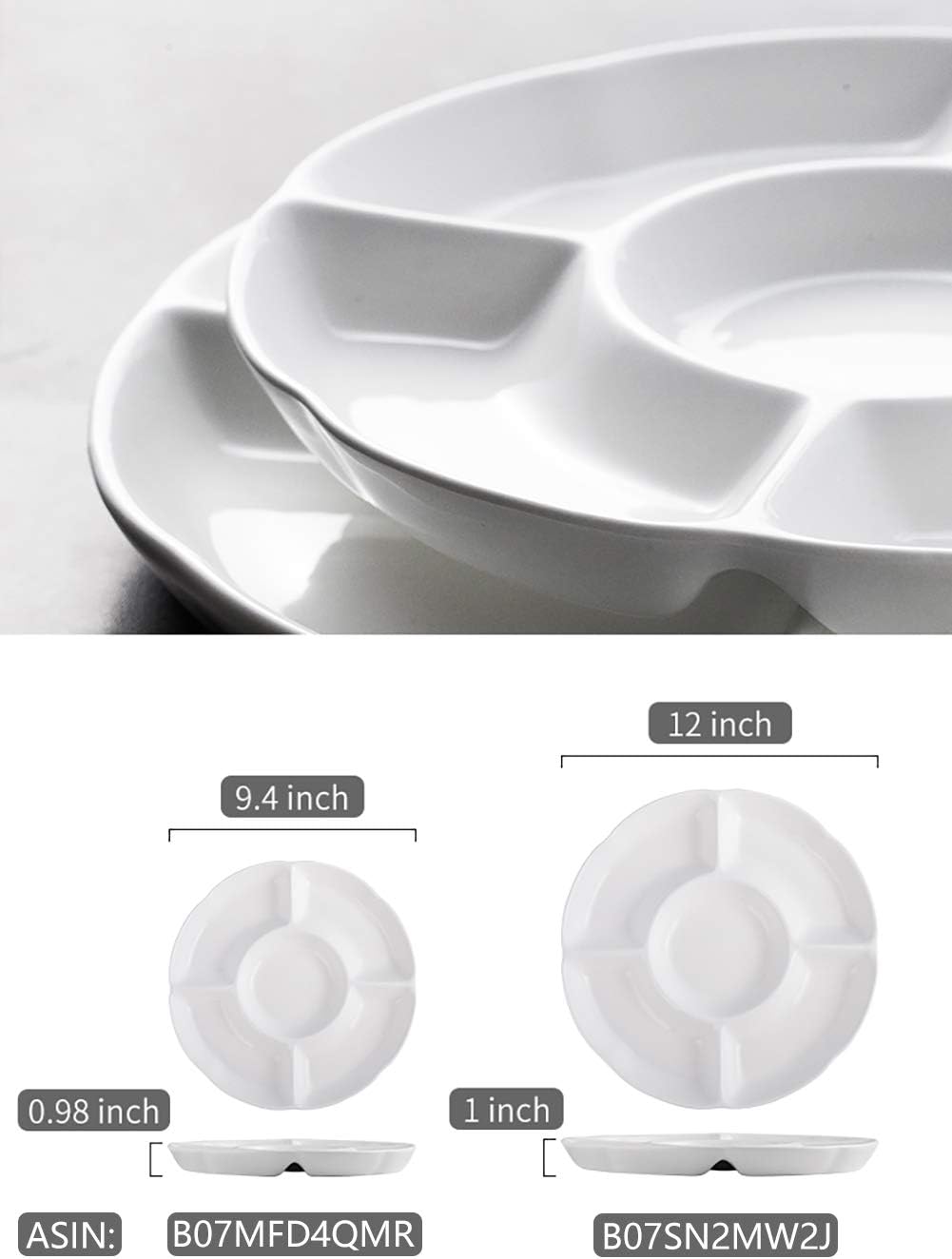 LAUCHUH Chip & Dip Serving Set Porcelain Divided Serving Platter/Tray 3 Tier Serving Stand for Chip and Dip Set Oval Serving Bowl Set for Entertaining