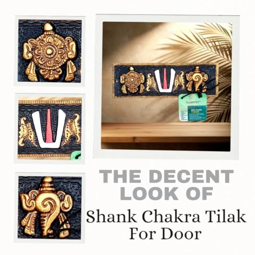 Image of 7 Inche Shank Chakra Tilak for Door, in Aluminium Metal Home Shop & Office