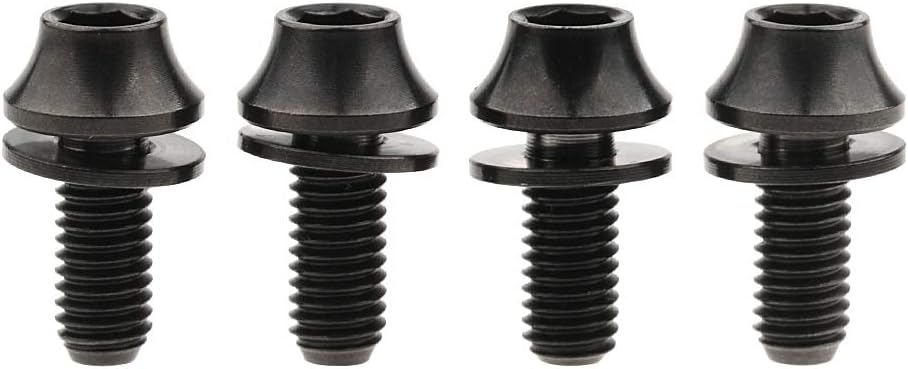 Titanium Bolts with Ti Washer M5x12mm for Bike Water Bottle Cages Pack of 4 (Black)