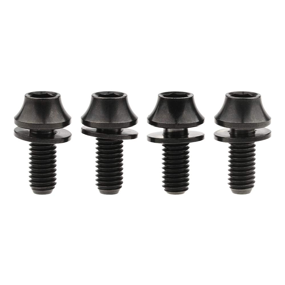 Titanium Bolts with Ti Washer M5x12mm for Bike Water Bottle Cages Pack of 4 (Black)
