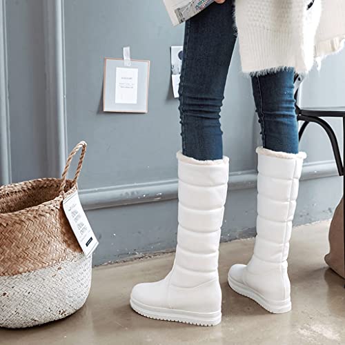 Women's Winter Mid Calf Tall Snow Boots Waterproof Rain Pull On Warm Fur Lined Wide Calf Snow Boot4