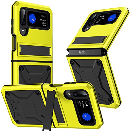 Protection Galaxy Z Flip 4 anti-rayures jaune avec béquille métal robuste