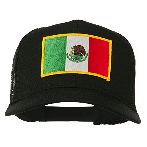 e4Hats.com Mexico Flag Patched Mesh Cap - Black OSFM