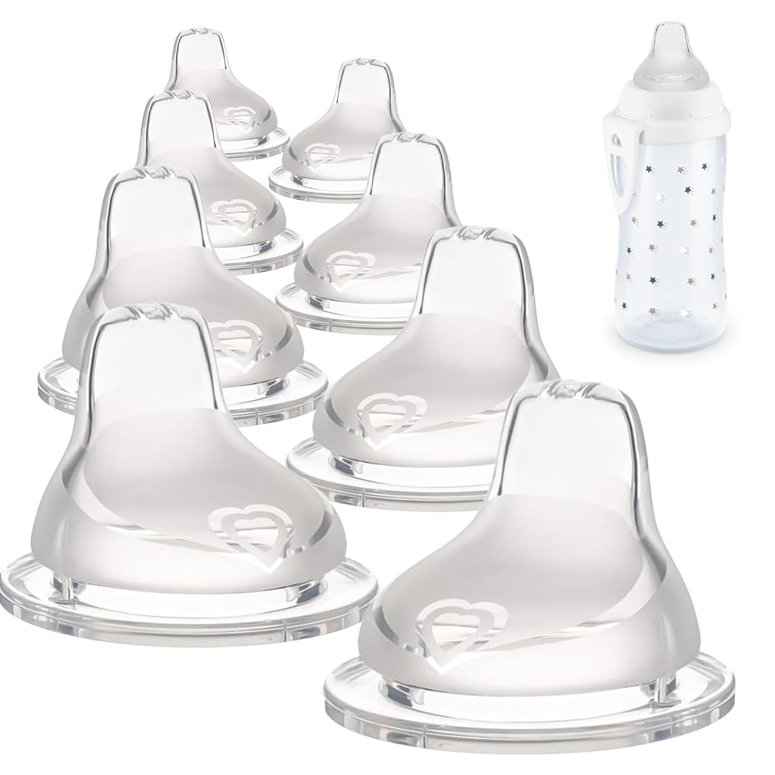 QOCUILC 8 Stück Ersatz-Silikontülle, Weiche Übergangstülle für Trinklernbecher, Universal 5cm Flasche Zubehör