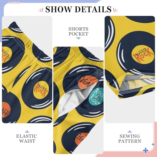 Rock Records Plates Yellow Boys Pants for Kids Jogger Pants with Pockets S-XL4